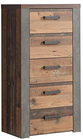 Newroom Sideboard Old Wood Vintage und Betonoptik Sideboard Modern Industrial - 61,6x117,8x41,3 cm (BxHxT) - Highboard Anrichte - [Dally.Two] Wohnzimmer Wohnstube Büro