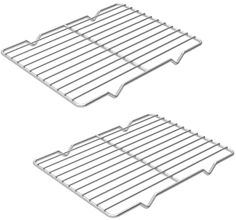 Linkidea Griglia Raffreddamento in Metallo Confezione 2, Griglia Raffreddamento per Cottura in Acciaio Inossidabile Rettangolare 8'' x 10'', Griglie Sicure per Forno per Arrostire Padella Usa e Getta