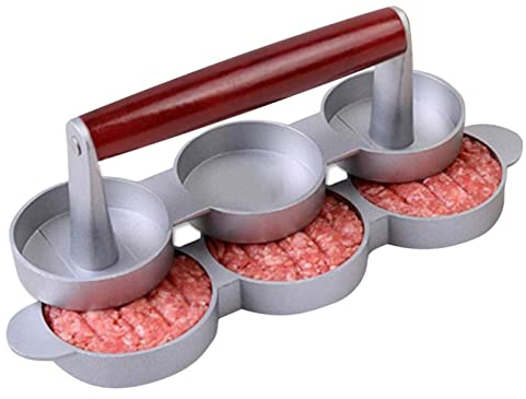delr Hamburger Presse Burgerpresse für Burger Patties- Aluminium-Antihaft-Dreifach-Burgerpresse Hamburger Patty Maker mit Griff-25 7 12cm Thrifty supportable