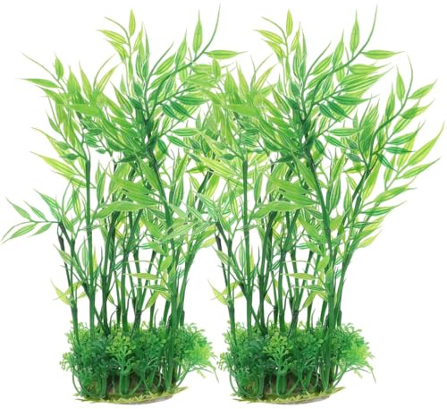 Ipetboom Aquarium Decor 2-Pack 9.75 Inch Realistic Plastic Water Plants for Fish Tank Landscaping Decorative Aquarium Accessories
