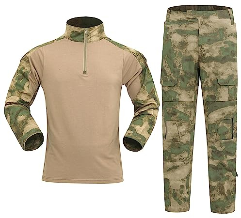 Airsoft Tarnanzug Herren Paintball Combat Shirt Taktische Hose Langärmlige mit 1/4 Reißverschluss Militär Anzug Outdoor Camouflage Jagdbekleidung