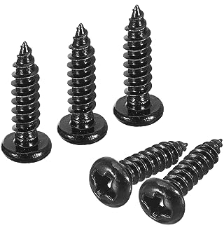 QUARKZMAN 100Pcs 3x12mm Tornillo Autorroscante de Cabeza Alomada Redonda Phillips, Tornillos Autoperforantes de Acero Inoxidable 304, Tornillo para Madera con Rosca Completa, Negro