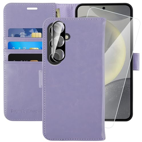 MONASAY Wallet Case for Samsung S24 with 3 Card Holders | With a Kickstand, RFID Blocking, 6.6 feet of shock absorption, PU Leather, Strong Magnetic Closure, Fits 6.2 inch ONLY
