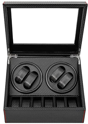 SICHENSH Automatik Uhrenbeweger Uhrenbox 4+6 Automatisch Drehbare Uhrenbeweger Box mit 10 x Abnehmbare Kissen Uhren Aufbewahrungsboxen Geeignet für Ladenauslage und Heimdekoration | EU Stock