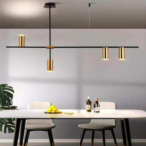 WJYCYN Pendelleuchte Esstisch Hängelampe Esstisch Modern Esstischlampe Hängelampe Schwarz Gold Pendelleuchte GU10/LED Wohnzimmer Esszimmerlampe Vintage (Goldener Lampenschirm, 4 Flamme Weißes Licht)