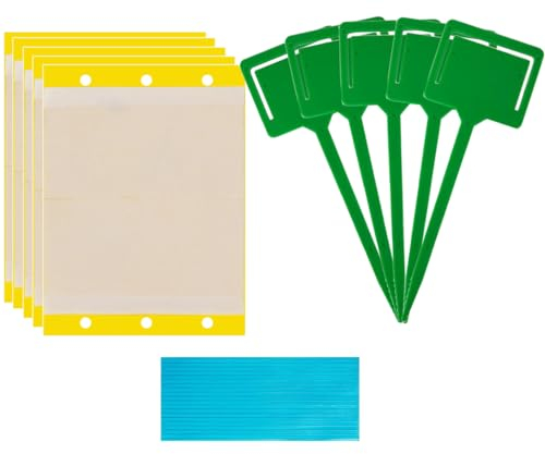 FANXIYA 50Pcs Pièges à Insectes pour Jardin, Jaune Anti Mouche Pièges Engluées Autocollants pour Moustiques, Attrape Insecte Interieur Exterieur pour Plante, Fleur& Fruits