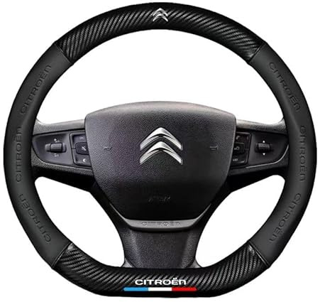 MMHGFIR Auto Leder Lenkradbezug Für Citroen DS3 2009-2016,Mode Anti-Rutsch-Leder Atmungsaktives Lenkradbezug,Anti Rutsch Verschleißfest 37-39CM/14.5-15.5'