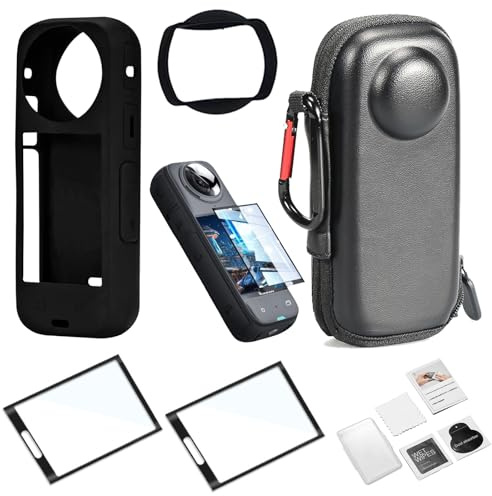 MotuTech 6-in-1-Schutz-Set für Insta360 X4, Tasche und Schutzhülle aus Silikon, Objektivdeckel, Displayschutzfolie Insta 360 One X4 Zubehör