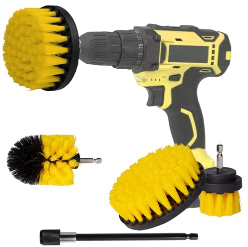 Bohrer-Bürstenaufsatz-Set - Bohrbürste Reinigungsbürsten Set,Power Scrubber Bürste für die Reinigung mit Extend Attachment Bohrer Bürsten für Fugen, Boden, Wanne, Fliesen, Dusche, Küche (4pcs)