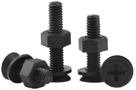 M2 M2.5 M3 M4 M5 M6 Schwarze Senkkopfschraube aus Nylon mit Flachkopf, Muttern und Unterlegscheiben, Kombinationssätze, Kreuzschraube aus Kunststoff, Isolierung(Black 20Sets,M6x40mm)