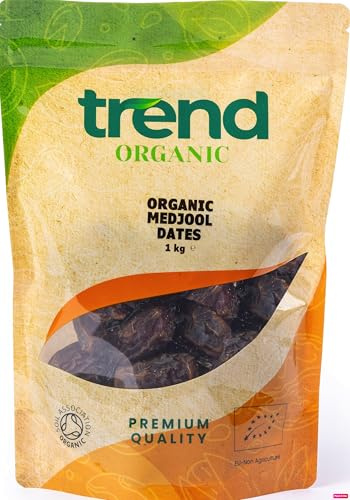 Trend Organic Medjool Dates,1kg - Nutritious Snack with Natural Sugars and Dietary Fibre, Ideal for Baking and Cooking, Certified Organic, Vegan, GMO-Free, No Additives No Preservatives, Raw