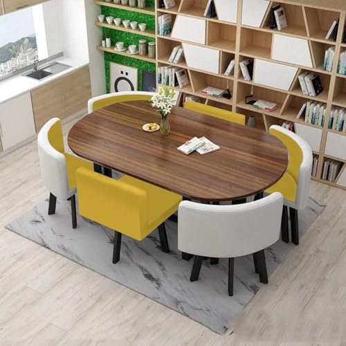 EpuzeR Esstisch mit 6 Stühlen Set, Konferenztisch Couchtisch mit Stühlen Küchentisch Set, Besprechungstis Dining Table Set, Cipri Sitztasche(6)