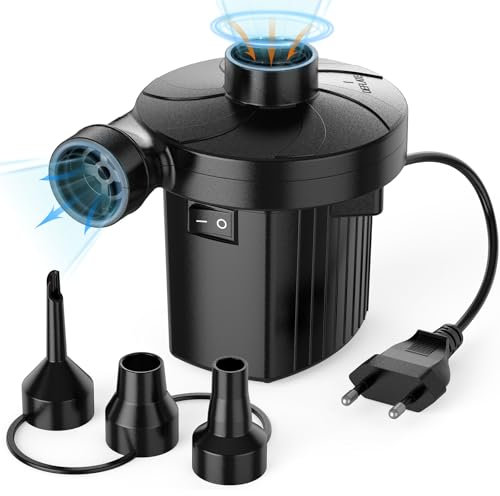 Pompa Elettrica Per Gonfiabili,con 3 Ugelli,220-240 V,Pompe di Gonfiaggio e Sgonfiaggio Per Campeggio all'aperto,Materassini ad Aria,Barche,Cuscini Gonfiabili,Divani,Galleggianti Per Piscina
