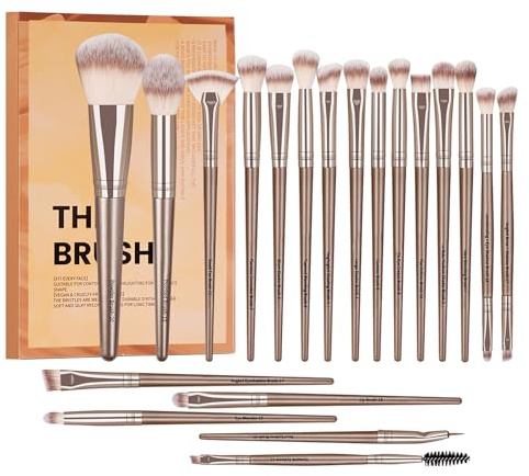 20pcs Pinceau Maquillage, Pinceaux Maquillages Yeux & Visage Premium Fibre Synthétiques Doux et facile à Appliquer, Set Pinceaux Maquillage Professionnel pour Fond De Teint Blush Fard à Paupières