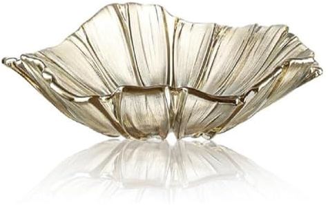 MPMPM Large Glass Crystal Fruit Bowl Candy Bowl Serving Bowl Decorative Bowl Home/Office Multipurpose Tray Crystal Eco-Friendly Glass Bowl,Gold,30CM(Grey,40CM)