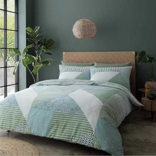 Bettdecke 200x220 Ohne Bezug Nutzbar, Abstrakter Liniendruck Bettdecken Waschbar Ganzjahresdecke Grün 4 Jahreszeiten Steppdecke, Bettzeug Microfaser mit 2 Kissenbezug für Sommer Winter Doppelbett