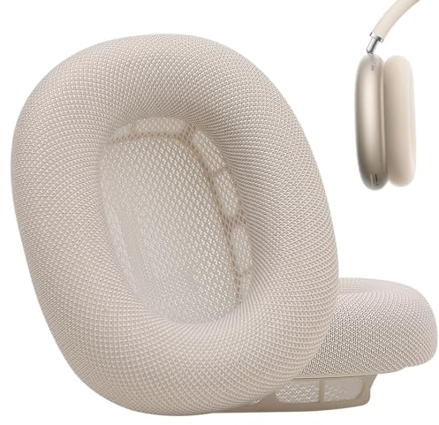 Laselan Verbesserte Silikon-Ohrpolster für AirPods Max Kopfhörer 2024, Netzstoff überzogene Ohrpolster mit Silikon und Memory-Schaum und Magnet (Sternenlicht)