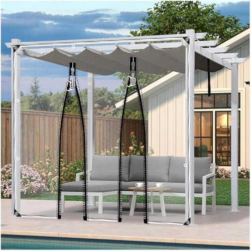 Lona impermeable resistente de 420 g/m² con puerta de cremallera, cortinas de PVC transparente para pérgola, jardín y garaje, paneles laterales transparentes de 2,6 x 2 m