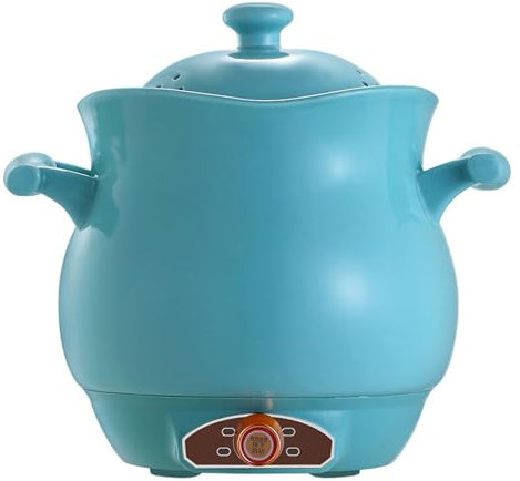 Olla de cerámica eléctrica automática de 220 V, olla de cocción rápida para uso doméstico, olla de avena inteligente con nutrición saludable,Blue-5L