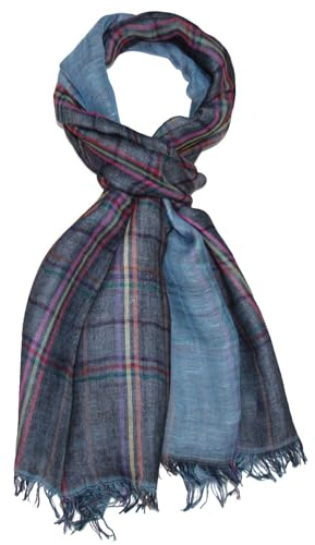 Lorenzo Cana Herrenschal Leinenschal Wendeschal Double Face 100% Leinen 55 x 190 cm Naturfaser Bunt Hellblau Mehrfarbig 7868911