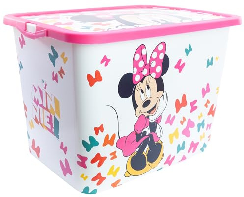 Stor Minnie Maus Aufbewahrungsbox mit Klickverschluss 23 Liter - Kinder Kunststoff Organizer für Spielzeug und Kinderzimmer Ordnung