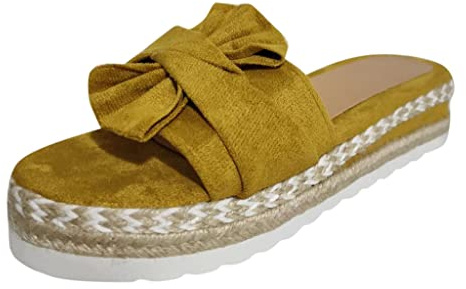 Pantoletter dam, med klack, peep toe, kilklack, skor, espadrillos för kvinnor, flugskor, platåsandaler, kilsandaler, sommar, strand, sandaletter, tofflor, elegant, plattformsskor, storlek 37–43, GUL,