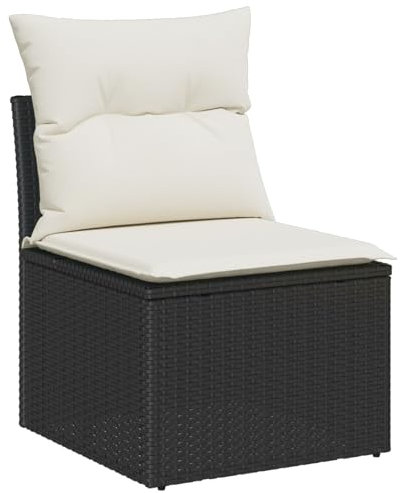 vidaXL 8-delars trädgårdsoffa set med kuddar svart poly rattan akacia