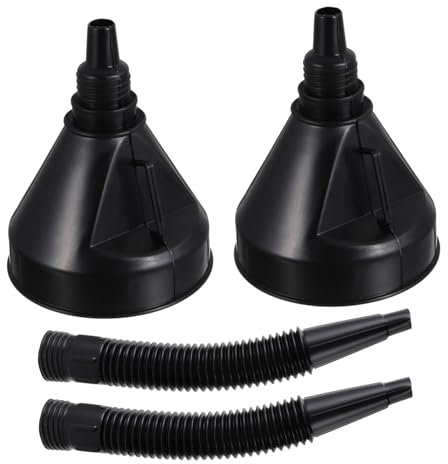 ZUNOXAZ Embudo Para Aceite De Motor y Combustible De Plástico Negro, 2 Unidades Con Filtro De Red, Boca Ancha, Para Coche y Moto, Uso Cambio De Aceite y Repostaje