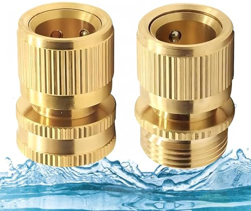2PCS Brass Hose Quick Connectors，1/2 inch Females Quick Connector， Solid Brass，No-Leak Gardens Hose Connectors Fitting，Easy Connect and Release