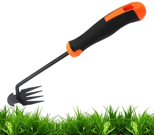 Outil D'arrachage de Gazon | Désherbeur Manuel à Quatre Dents - Râteau À Quatre Dents pour Jardinage Aménagement Plantation Pelouse Ferme Légumes Allée Cour