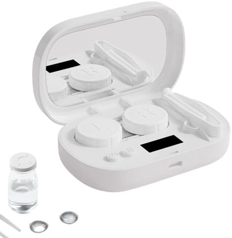 Cleaner Ad Ultrasuoni Per Lenti Conta CT, Detergente Per Lenti Morbide, Macchina Per La Pulizia Delle Lenti A Contatto, Tecnologia Ad Ultrasuoni Ricaricabile E Cordless, Avanzata, 9.8x6.6x9 Cm Per Ami