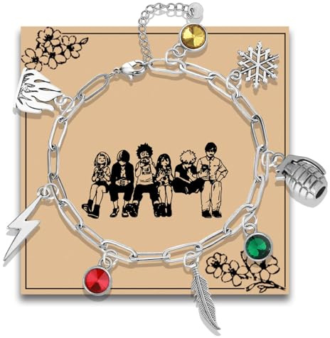 KUIYAI Japan Anime Charms Bracelet, Paperclip Chain Bracelet for Men Women, Anime Lover Gift(my herolinkUK)