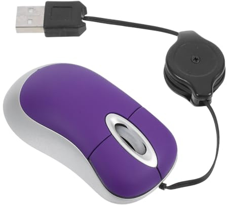 GARIOUANS Souris Filaire USB Compacte et Optique pour Ordinateur Portable, Design Ergonomique, Câble Rétractable Flexible, Utilisation Bureautique et Voyage, Couleur Violette, Petite Taille