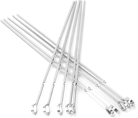 SUPVOX 20 Piezas Brochetas Planas De Acero Inoxidable Gruesas Para Barbacoa Jardin Brochetas De Acero Inoxidable Para Asado Terraza Palitos Para Asar