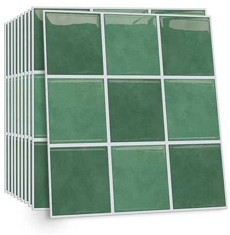 Celestdeco Green Tile Stickers 10 Pack Peel Stick Kitchen Bathroom 30x30cm