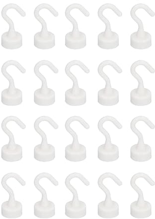 Magnethaken,ABS Weiß Kunststoff Magnethaken Extra Stark,5 kg Tragfähigkeit,Mini Magnetische Haken für Grill, Handtuch, Küche, Türhalter, Schlüssel, Zuhause, Büro, Kühlschränke,Grillen (20PCS)