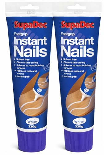 Fast Grab Instant Nails Adhesive 300g – 2 Pack | Solvent Free Instant Grab | Replaces Nails & Screws | Gap Filling, Over-Paintable, Multi-Surface Construction Adhesive
