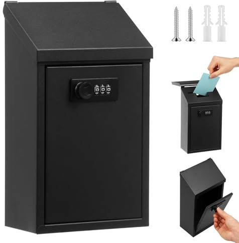 VAVPUP Metall Spendenbox mit Zahlenschloss,Wetterfeste Wandmontierte Geldkassette mit Einwurfschlitz für Außen, Sicherer Briefkasten für Familien Büro Geschäfte Bauernhöfe, für Trinkgeld Feedback