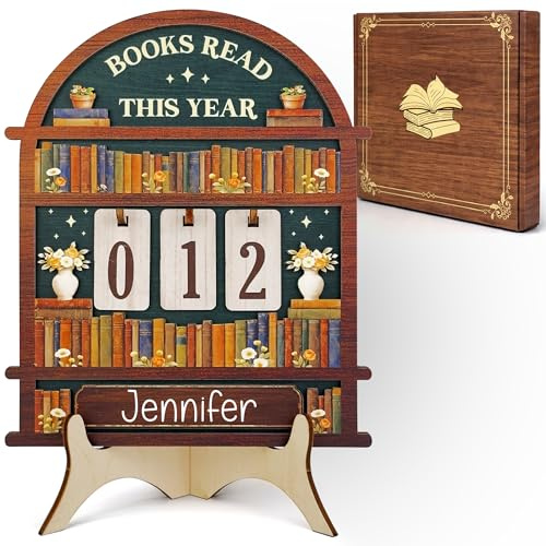 Personalized Books Read This Year Counter Book Lovers Valentine Day Gifts Women Custom Book Counter Tracker Vintage Home Library Bookshelf Decor Bookish Gifts Accessories For Book Lovers