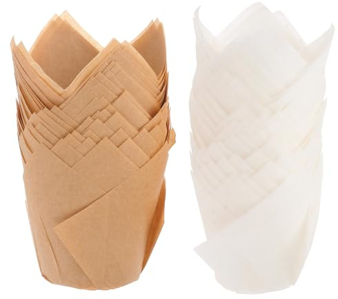 STOBAZA 100 Pirottini per Cupcake a Forma di Tulipano, Involucri per Muffin in Carta Resistente al Calore, Monouso per Casa, Pasticceria e Feste