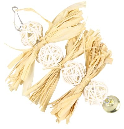 Gatuida Jouet Terrain de Jeu pour Grimper Suspendu en Rotin et Luffa D'anneau Cloche pour Perroquet pour Balcon et Jardin