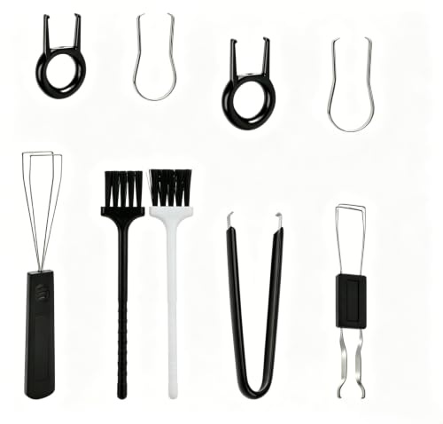 Juego de 9 herramientas de mantenimiento de teclado mecánico, extractor de teclas, extractor de interruptores, cepillo de limpieza y pinzas de precisión, herramienta de limpieza multifuncional para
