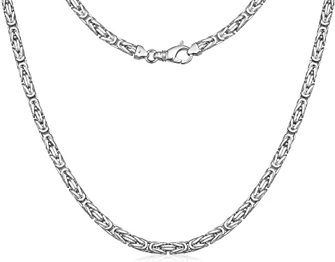 Silberketten Store Königskette 925 Silber Herren 6 mm Stärke I Männer Silberkette mit Karabiner Verschluss I Panzerkette Herren vierkant hochglanz