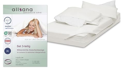 allsana Encasing Set 3-TLG. 40x60 | 100x135 | 70x140x12 cm Milbenschutz | Allergiker Kinder Bettwäsche gegen Milben und Bettwanzen, atmungsaktiv, Zwischenbezug, Hohenstein zertifiziert, 95°C waschbar