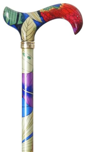 Gehstock Fashion-Derby Tropical Island, schicker Derbygriff aus stabilem Gießharz mit tropischem Design, Stock aus stabilem Leichtmetall, höhenverstellbar, inkl. elegantem Gummipuffer.