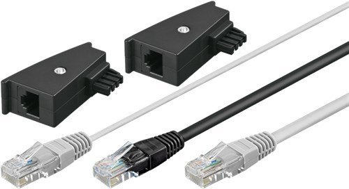 Goobay TAE Adapter, 2x RJ45-Stecker, Schwarz-Grau, Plastiktüte - 2x RJ45-Stecker > RJ45-Stecker (8P8C) +