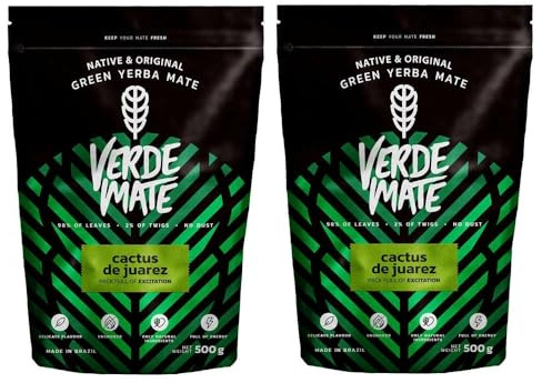 Yerba Mate Green Cactus de Juarez Verde Mate 2 x 500 g Opuntia Lemongrass | Infusion de yerba mate verte avec fleurs de figuier de Barbarie, citronnelle et feuilles de mûrier vert
