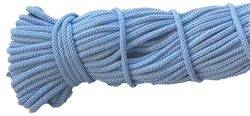 Mississhop 100 m Baumwollkordel Seile Kordel aus Baumwolle mit Polyacryl Kern Himmelblau Ø 5 mm