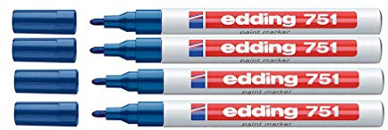 Edding 751 Lackmarker M Spitze (4er Pack, Blau, 1)
