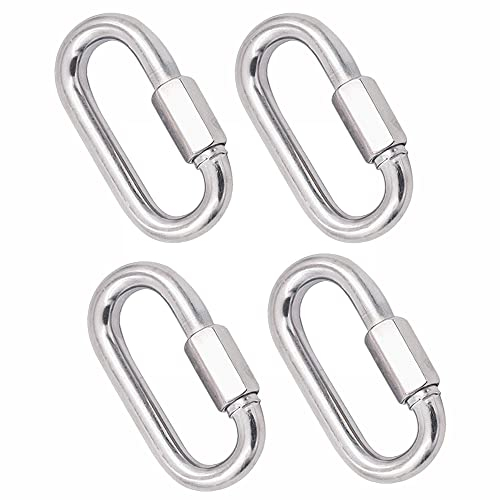 Moschettone 4 Pezzi, Moschettone Acciaio Inox - M8 Forma a D, Carico di 500 kg per la,Portachiavi,Casa,Pesca,Viaggi,Campeggio